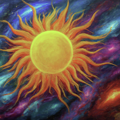 An illustration representing the Sun in Aquarius